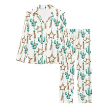 Load image into Gallery viewer, Turquoise Christmas Cactus Women's Western Pajamas