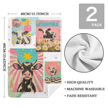 Load image into Gallery viewer, Baha Ranch Cows Set of 2 Dish Towels (same) Kitchen Towel Made in America