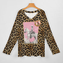 Load image into Gallery viewer, Baha Ranch Retro Pop Western Leopard Cowgirl Long Sleeve Top