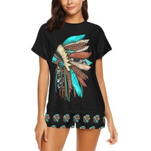 Load image into Gallery viewer, Indian Headdress Women's Western Short and Top Pajama Set