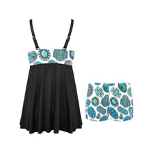 Load image into Gallery viewer, Turquoise Crazy Swim Dress & Shorts Set