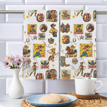 Load image into Gallery viewer, Vintage Cowgirl Collage Dish Towels Set of 2 Made in America