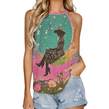 Load image into Gallery viewer, Baha Ranch Cowgirl on the Moon Retro Pop Western Tank Top