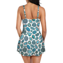 Load image into Gallery viewer, All Turquoise Skirted Swimsuit