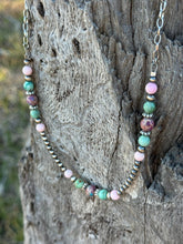 Load image into Gallery viewer, Queen Conch and Round Turquoise Mosaic Beaded Necklace