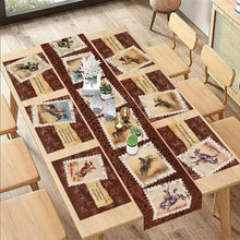 Load image into Gallery viewer, 7 Pieces Rodeo Phrases Cowboy Table Runner and Placemats Set Made in USA