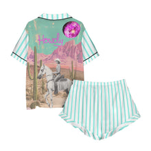 Load image into Gallery viewer, Baha Ranch Retro Pop Western Howdy Desert Cowgirl Satin Pajamas