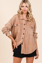 Load image into Gallery viewer, Mittoshop Mineral Wash French Terry Elbow Patch Shacket
