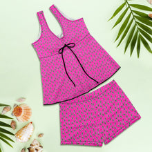 Load image into Gallery viewer, Hot PInk Lightning Bolt Tankini Boy Shorts Swim Set