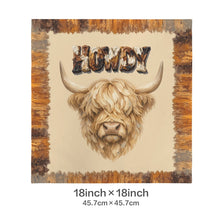 Load image into Gallery viewer, Baha Ranch Velvety Soft Howdy Highland Pillow Cover Made in America