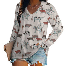 Load image into Gallery viewer, Baha Ranch Western Cow Cattle Long Sleeve Top