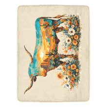 Load image into Gallery viewer, Baha Ranch Painted Longhorn Throw Blanket 60" x 80" Made in America