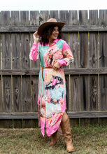 Load image into Gallery viewer, Baha Ranch Retro Pop Western Desert Cowboy Button Up Shirt Dress Duster