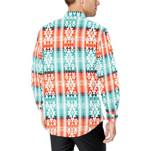 Load image into Gallery viewer, Turquoise Orange Aztec Unisex Western Button UP Shirt