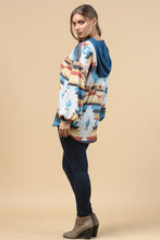 Load image into Gallery viewer, Blue Mountain Turquoise Aztec Lightweight Hoodie Made in America