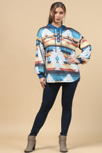 Load image into Gallery viewer, Blue Mountain Turquoise Aztec Lightweight Hoodie Made in America