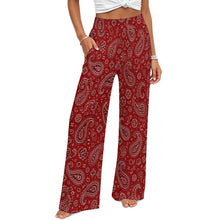 Load image into Gallery viewer, Baha Ranch Red Paisley Bandana Large Print High Waisted Wide Leg Pants
