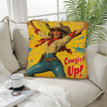 Load image into Gallery viewer, Vintage Cowgirl Up Throw Pillow Case 18 x 18 Made in America