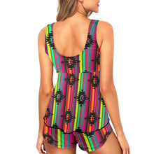 Load image into Gallery viewer, Neon Aztec Tankini & Boy Shorts Swim Set
