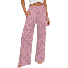 Load image into Gallery viewer, Baha Ranch Pale Pink with Gray Paisley Bandana Wide Leg Pants