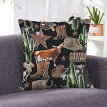 Load image into Gallery viewer, Baha Ranch Cowboy Collage Velvety Soft Throw Pillow Case Made in America