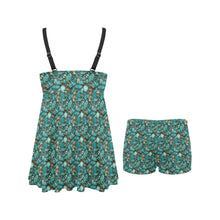 Load image into Gallery viewer, All Turquoise Swim Dress & Shorts Set