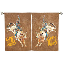 Load image into Gallery viewer, Rodeo Bullrider Window Curtains 28"x40" (2-Piece) Made in America