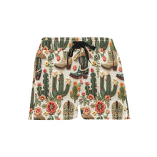 Load image into Gallery viewer, Women's Cream Cactus Boots Beach Board Shorts