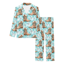 Load image into Gallery viewer, Turquoise Christmas Boots Women's Western Pajamas