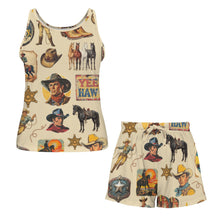 Load image into Gallery viewer, Baha Ranch Vintage Cowboy Collage Pajama Lounge Tank Shorts Set Made in America