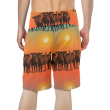 Load image into Gallery viewer, Sunset Cattle Ranch Men's Beach Board Shorts