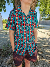 Load image into Gallery viewer, Jade Aztec Men's Western Camp Shirt
