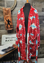 Load image into Gallery viewer, Burgundy Aztec Women's Western Bath Robe