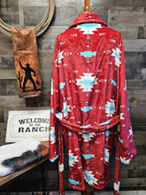Load image into Gallery viewer, Burgundy Aztec Women's Western Bath Robe