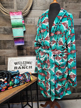 Load image into Gallery viewer, Teal Aztec Women's Western Bath Robe