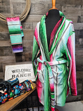 Load image into Gallery viewer, Sample Sale Turquoise Serape Women's Western Bath Robe size LARGE