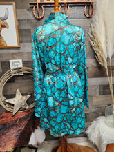 Load image into Gallery viewer, All Turquoise Women's Long Sleeve Belted Satin Feel Dressing Lounge Robe