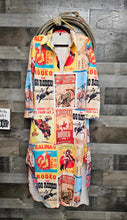 Load image into Gallery viewer, Vintage Rodeo Poster Button-Up Long Sleeve Shirt Duster Dress