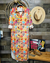 Load image into Gallery viewer, Vintage Rodeo Poster Western Duster Dress