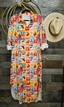 Load image into Gallery viewer, Vintage Rodeo Poster Western Duster Dress