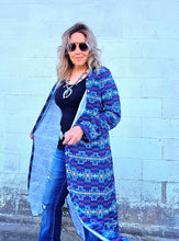 Load image into Gallery viewer, Navy Aztec Women's Western Duster Dress