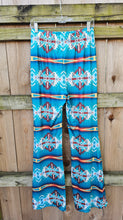 Load image into Gallery viewer, Teal Aztec Flare Pants