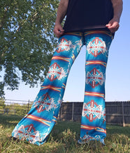 Load image into Gallery viewer, Teal Aztec Flare Pants