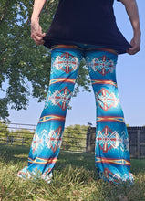 Load image into Gallery viewer, Teal Aztec Flare Pants