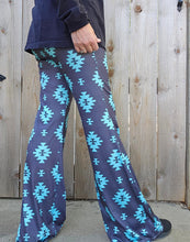 Load image into Gallery viewer, Charcoal Turquoise Aztec Flare Pants