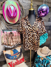 Load image into Gallery viewer, Baha Ranch Retro Pop Western Leopard Desert Cowgirl Satin Pajamas