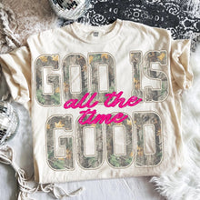 Load image into Gallery viewer, God Is Good All The Time Tee | Camo Graphic Shirt | Christian Country Tee | Western Faith Shirt | Comfort Colors Graphic Tee