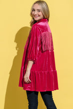 Load image into Gallery viewer, And The Why Fringe Detailed Velvet Shirt Dress