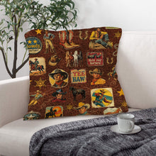 Load image into Gallery viewer, Vintage Cowboy Collage Western Throw Pillow Case Made in America