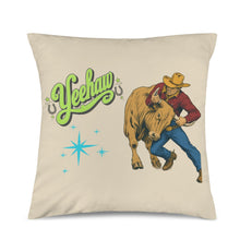 Load image into Gallery viewer, Baha Ranch The Last Roundup Steer Wrestler Velvety Soft Throw Pillow Cover Made in America